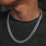 12mm Cuban Link Curb Chain Silvery - KE0019-S-12MM