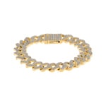 12mm Prong Cuban Link Panzerarmband Gelb vergoldet mit Zirkonia