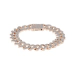 12mm Prong Cuban Link Curb Bracelet Rose Gold plated with Cubic Zirconia