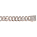 12mm Prong Cuban Link Curb Bracelet Rose Gold plated with Cubic Zirconia - AR0002WT-R-12MM