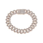 12mm Prong Cuban Link Curb Bracelet Rose Gold plated with Cubic Zirconia - AR0002WT-R-12MM