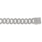 12mm Prong Cuban Link Curb Bracelet White Gold plated with Cubic Zirconia - AR0002WT-S-12MM