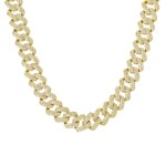 12mm Prong Cuban Link Panzerkette Gelb vergoldet mit Zirkonia