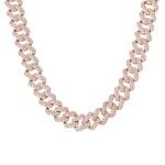 12mm Prong Cuban Link Panzerkette Rosé vergoldet mit Zirkonia