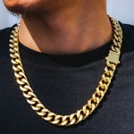 14mm Chaîne Cuban Link plaqué or jaune - KE0057-G-14MM