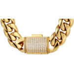 18mm Cuban Link Curb Chain Gold plated with Cubic Zirconia Clasp - KE0013-G-18MM