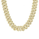 15mm Prong Cuban Link Curb Chain Gold plated with Cubic Zirconia