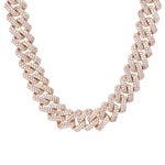 15mm Prong Cuban Link Curb Chain Rose Gold plated with Cubic Zirconia