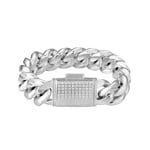 18mm Cuban Link Panzerarmband silbrig mit Zirkonia Verschluss
