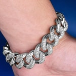 18mm Bracelet Cuban Link plaqué or gris avec zircones - AR0002-S-18MM