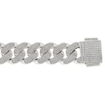 18mm Bracelet Cuban Link plaqué or gris avec zircones - AR0002-S-18MM