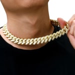 18mm Cuban Link Panzerkette Gelb vergoldet mit Zirkonia - KE0002-G-18MM