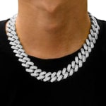 18mm Cuban Link Panzerkette Weiss vergoldet mit Zirkonia - KE0002-S-18MM