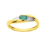 Bague or jaune 750/18 ct avec émeraude 0.22ct. et diamants 0.02ct.