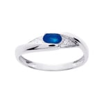 Bague or gris 750/18 ct avec saphir 0.30ct. et diamants 0.02ct.