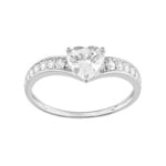 Bague or gris 750/18 ct avec zircones cœur