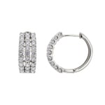 2.00ct Diamond Hoop Earrings 750/18 K White Gold Ø 17mm