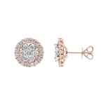 2.00 carats diamants clous d'oreilles halo or rosé 750/18 ct