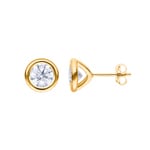 2.00 carats diamants GIA clous d'oreilles solitaire or jaune 750/18 ct, Serti clos