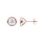 2.00 carats diamants GIA clous d'oreilles solitaire or rosé 750/18 ct, Serti clos