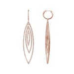 2.10 carats diamants boucles d'oreilles pendantes or rosé 750/18 ct