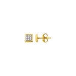 Clous d'oreilles or jaune 750/18 ct avec diamants 0.08ct. H/p1