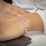 3.00 carats diamants bracelet rivière halo or rosé 750/18 ct - AR-69562-RG