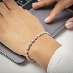 3.00 carats diamants bracelet rivière halo or rosé 750/18 ct - AR-69562-RG