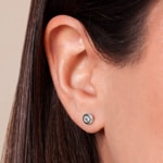 3.0mm Stud Earrings 375/9 K White Gold with round Cubic Zirconia - 9K80363GZ