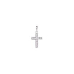 Pendentif or gris 750/18 ct avec diamants 0.10ct. H/si, croix
