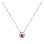 Collier or gris 750/18 ct avec rubis & zircones