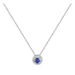 Collier or gris 750/18 ct avec saphir & zircones