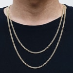 3mm Chaîne Cuban Link plaqué or jaune - KE0019-G-3MM