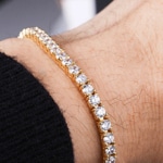 3mm Bracelet Tennis plaqué or jaune avec zircones - AR0001-G-3MM