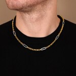 5.5mm Fantasy Chain Semi Solid 750/18 K Yellow and White Gold - KE-0179-GG