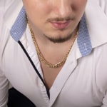 7.7mm Chaîne Figaro or jaune 750/18 ct semi-massif - KE-F180-GG