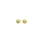 Ohrstecker 750/18 K Gelbgold mit blauem Lack, Blume