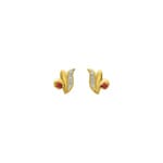 Stud Earrings 750/18 K Yellow Gold with Ruby