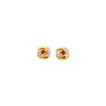 Clous d'oreilles or jaune 750/18 ct avec rubis