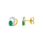 Stud Earrings 750/18 K Yellow Gold with Emerald