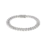 8mm Prong Cuban Link Panzerarmband 925 Silber mit Zirkonia