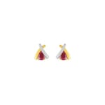Stud Earrings 750/18 K Yellow Gold with Ruby