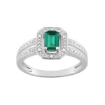 Ring 750/18 K White Gold with Emerald 0.63ct. and Diamonds 0.04ct.