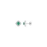 Ohrstecker 750/18 K Weissgold mit Smaragd 0.70ct. und Diamanten 0.04ct.