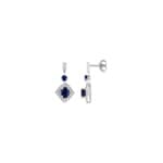 Clous d'oreilles or gris 750/18 ct avec saphirs 1.20ct. et diamants 0.05ct.