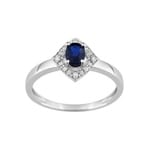Ring 750/18 K White Gold with Sapphire and Diamonds 0.04ct.