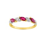 Ring 750/18 K Yellow Gold with Rubies and Diamonds 0.03ct.