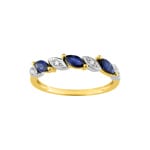 Ring 750/18 K Yellow Gold with Sapphires and Diamonds 0.03ct.