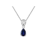 Collier mit Anhänger 750/18 K Weissgold mit Saphir Tropfen & Diamant 0.01ct.