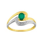 Damenring 750/18 K Gelbgold mit Smaragd 0.33ct. und Diamanten 0.01ct.